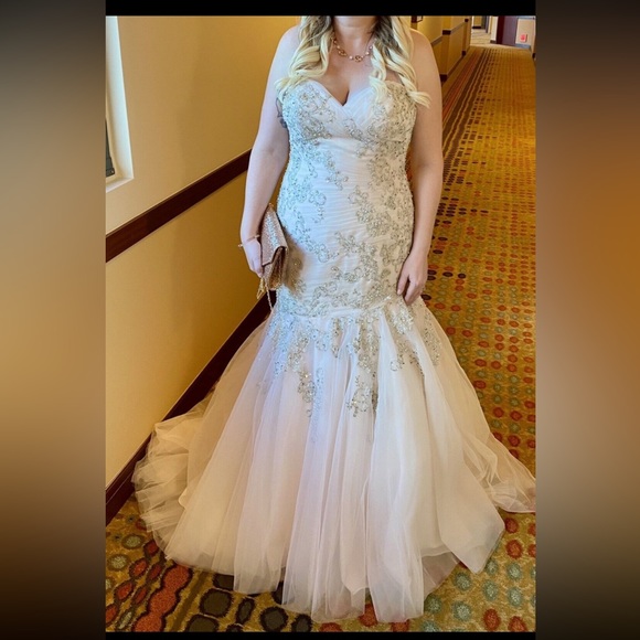 Allure bridal W372 blush pink wedding dress size 10-14 - Picture 2 of 6